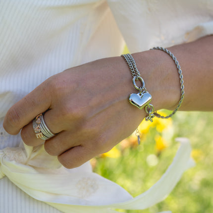 Gliederarmband mit Herz-anhänger - wasserfest