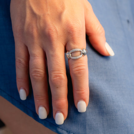 Ring mit Zirkonia-Oval - Sterling Silber