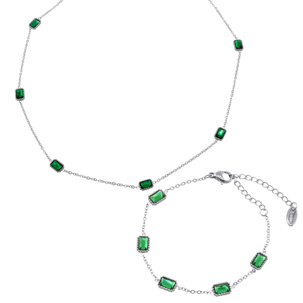 Schmuckset mit grünen Quadraten - wasserfest