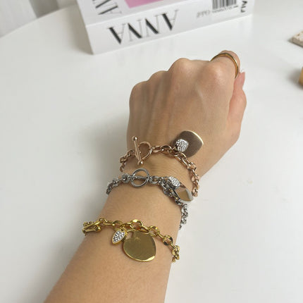 Rolo Chain Armband mit Herz-anhänger - wasserfest