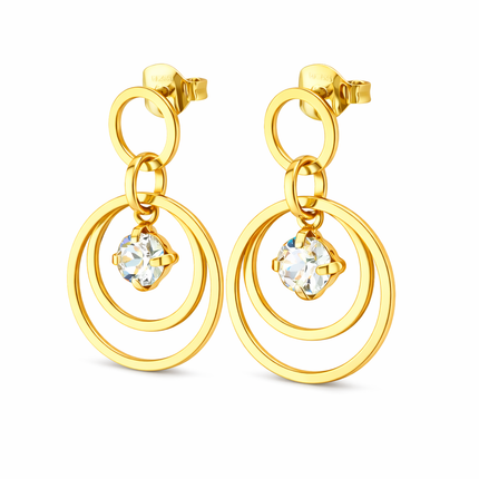 Ohrringe mit hängenden Kreisen und Zirkonia - Sterling Silber
