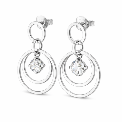 Ohrringe mit hängenden Kreisen und Zirkonia - Sterling Silber