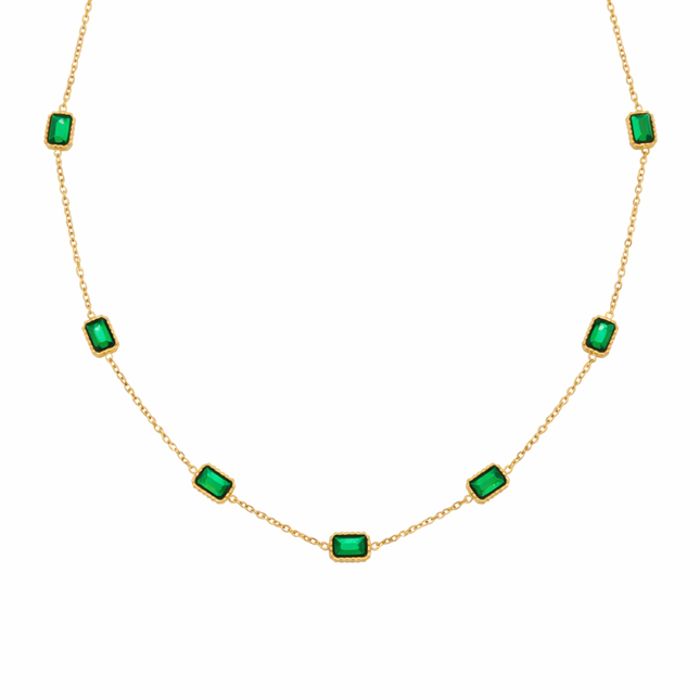 Halskette mit grünen Quadraten - wasserfest