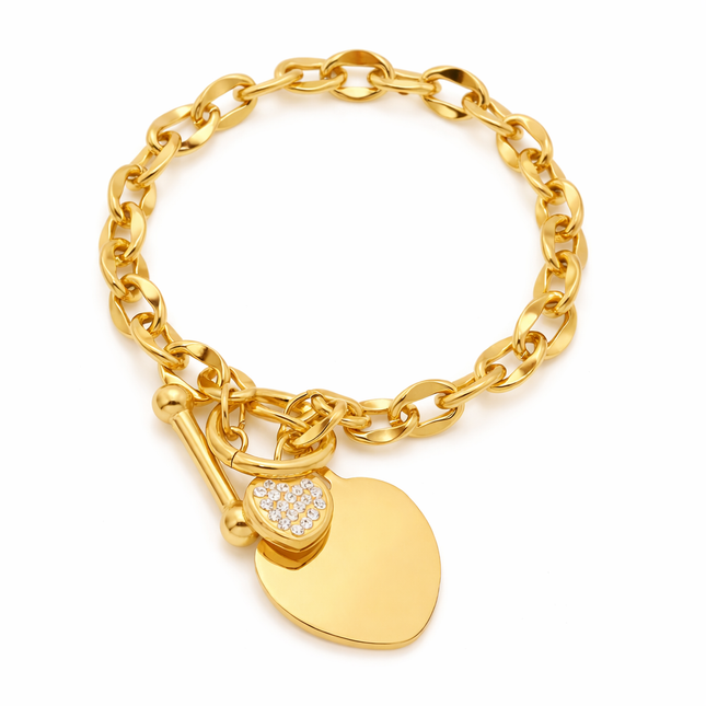 Rolo Chain Armband mit Herz-anhänger - wasserfest