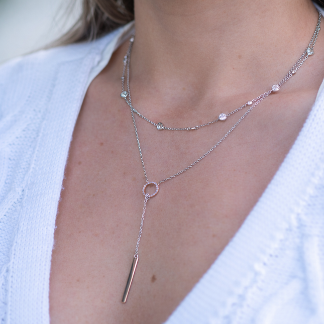 Halskette mit Stab-anhänger - Sterling Silber