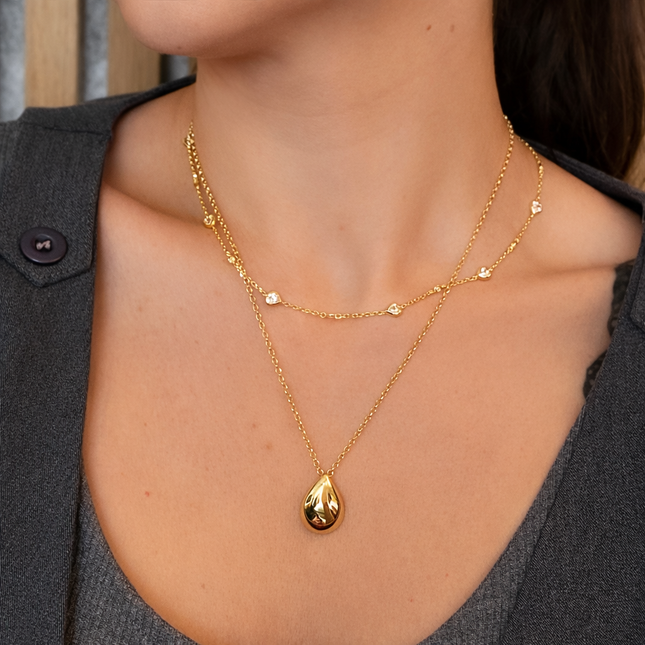 Zirkonia Herz Halskette - Sterling Silber