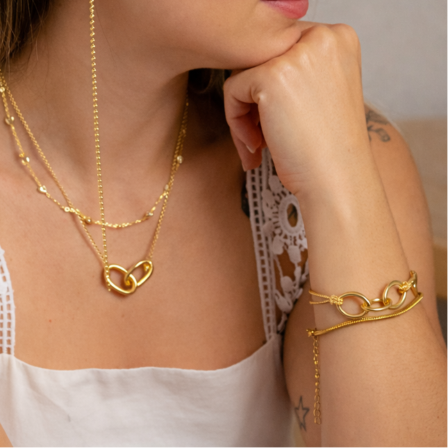 Schmuckset mit verbundenen Ovalen - Sterling Silber