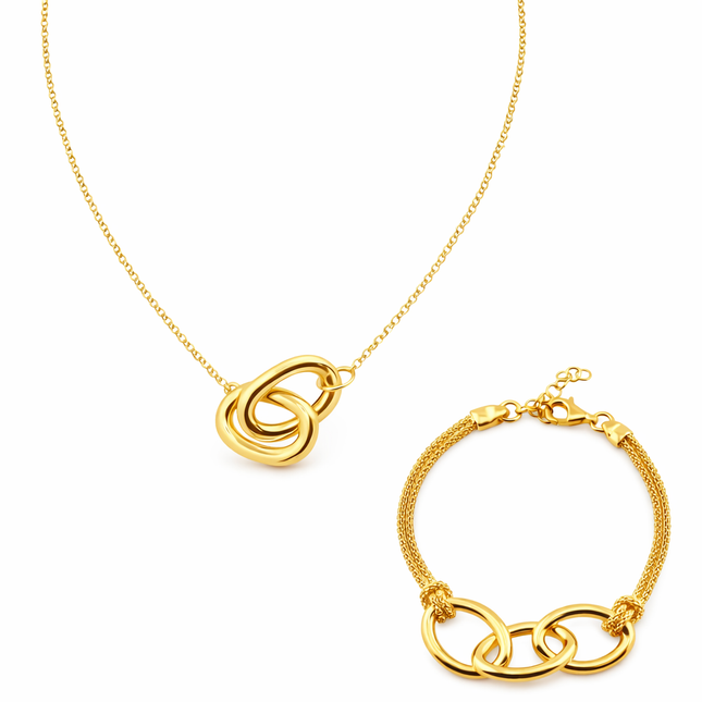 Schmuckset mit verbundenen Ovalen - Sterling Silber