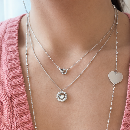 Halskette mit verbundenen Ringen Zirkonia - Sterling Silber