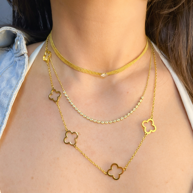 Halskette mit kleinen Plättchen - Sterling Silber