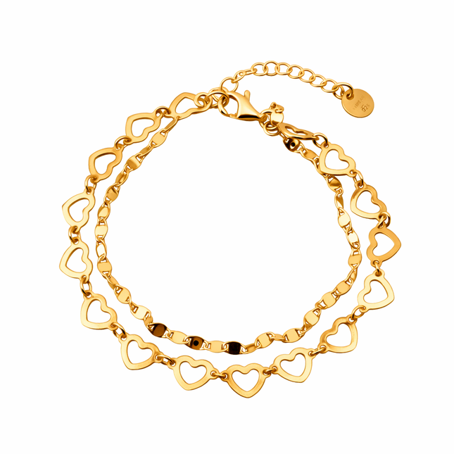 2-lagiges Herz-Armband - Sterling Silber