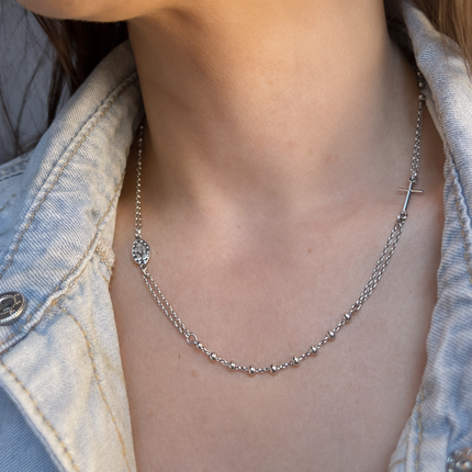 Rosenkranz-Design Halskette - Sterling Silber