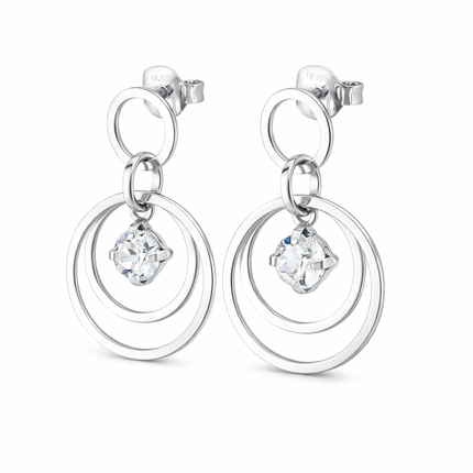 Ohrringe mit hängenden Kreisen und Zirkonia - Sterling Silber