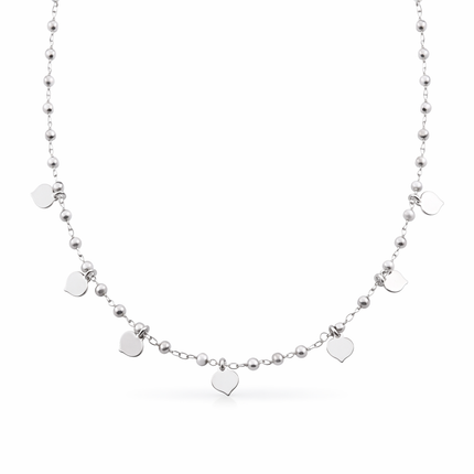 Halskette mit grauen Steinen und Herzen  - Sterling Silber
