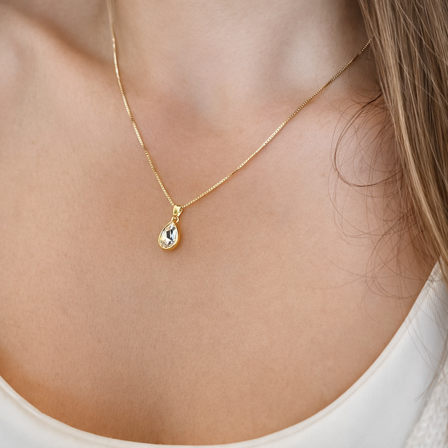 Halskette mit Zirkonia Tropfen - Sterling Silber