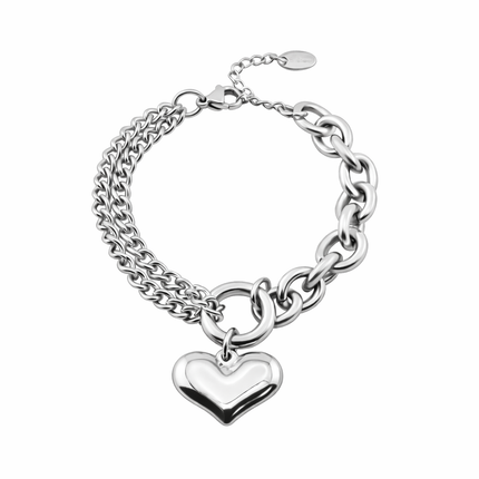 Gliederarmband mit Herz-anhänger - wasserfest