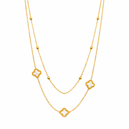 Layering Perlmutt Kleeblatt Kette - wasserfest