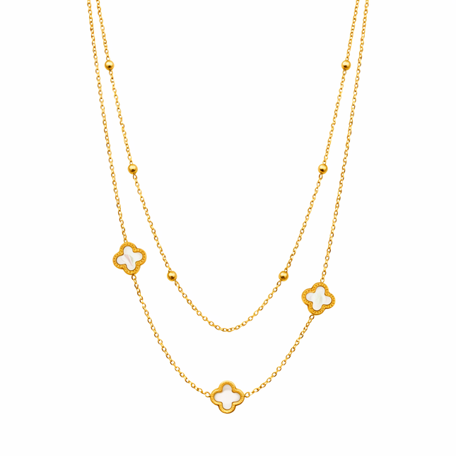 Layering Perlmutt Kleeblatt Kette - wasserfest