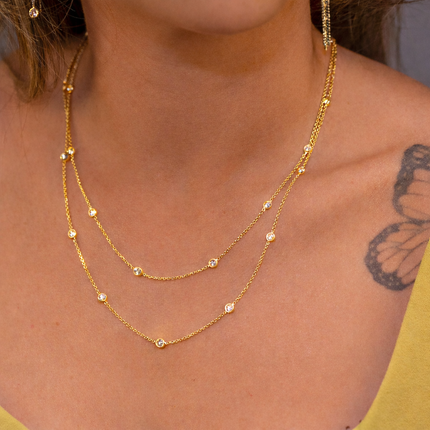 Lange Zirkonia-Kette - Sterling Silber