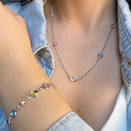 Schmuckset mit bunten Steinen - Sterling Silber