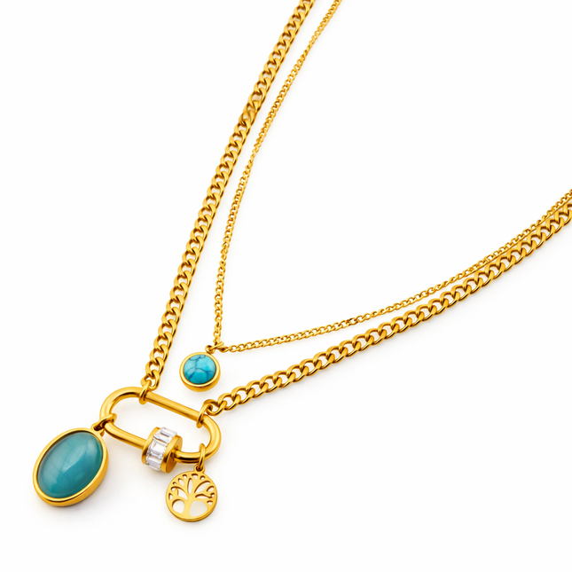 Halskette mit blauem Anhänger - wasserfest