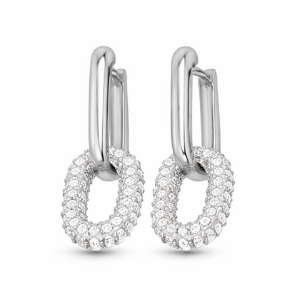 Ohrringe mit ovalen Zirkoniaanhängern - Sterling Silber