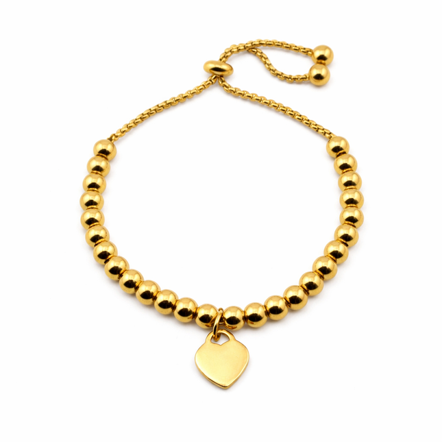 Kugelarmband mit Herz-anhänger - wasserfest