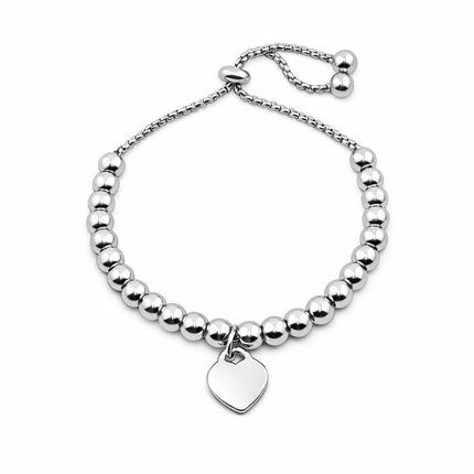 Kugelarmband mit Herz-anhänger - wasserfest