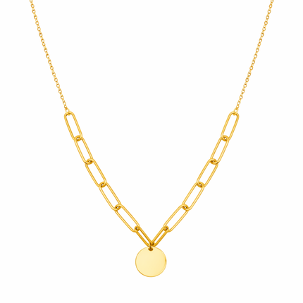Gliederhalskette mit Plättchen-anhänger - Sterling Silber