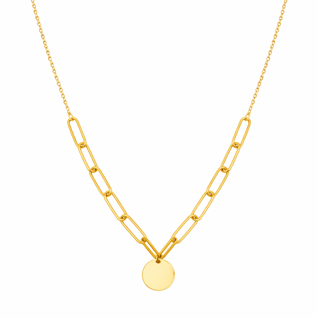 Gliederhalskette mit Plättchen-anhänger - Sterling Silber