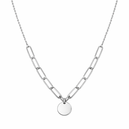 Gliederhalskette mit Plättchen-anhänger - Sterling Silber