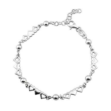 Armband mit Herzen und Kugeln - Sterling Silber