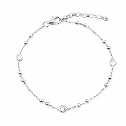 Kugelkette Armband mit Zirkonia - Sterling Silber