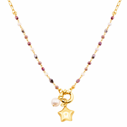 Bunte Kette mit Sternanhänger - Sterling Silber