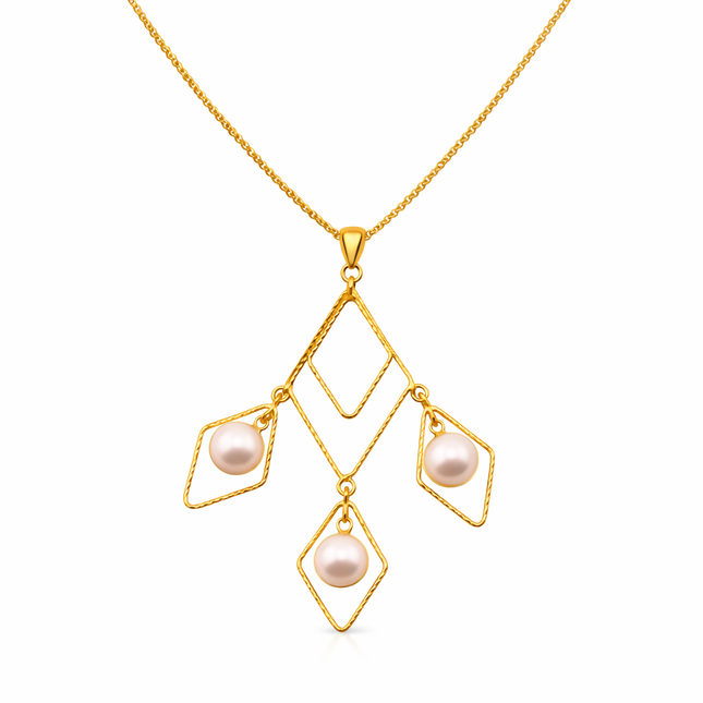 Kette mit 3 Perlen-anhängern - Sterling Silber