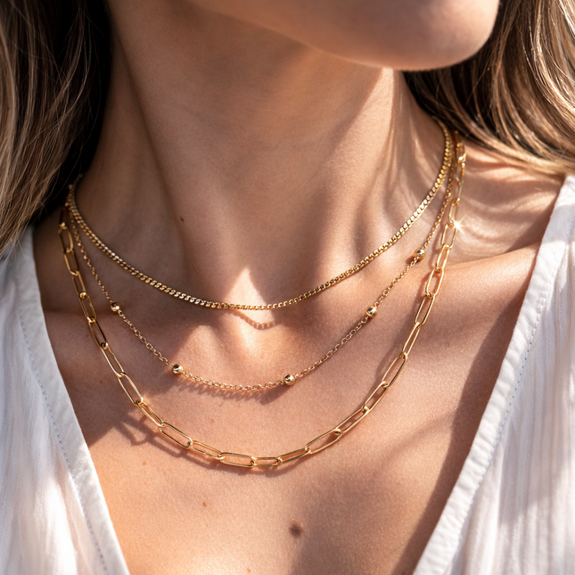 Dreireihige Layer Halskette - wasserfest