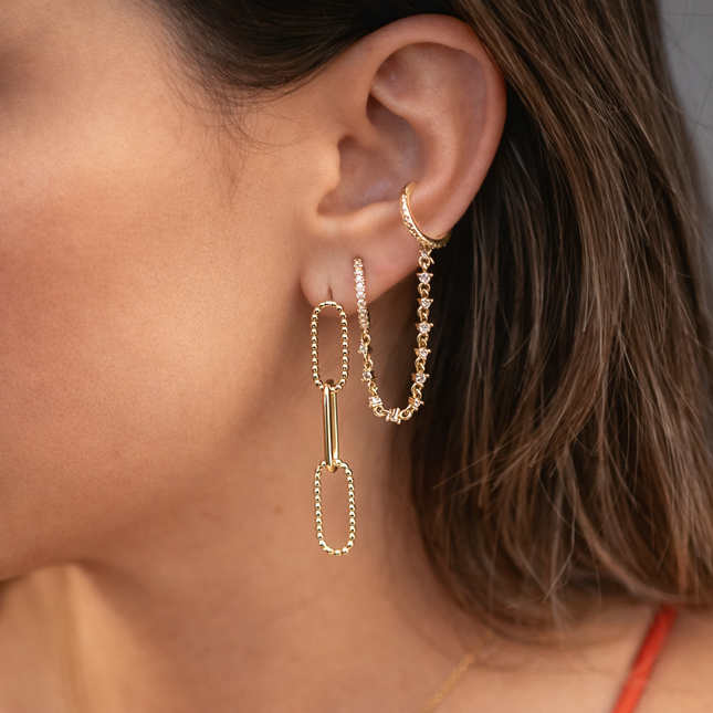 Zirkonia Ear Cuff im Kettendesign - Sterling Silber