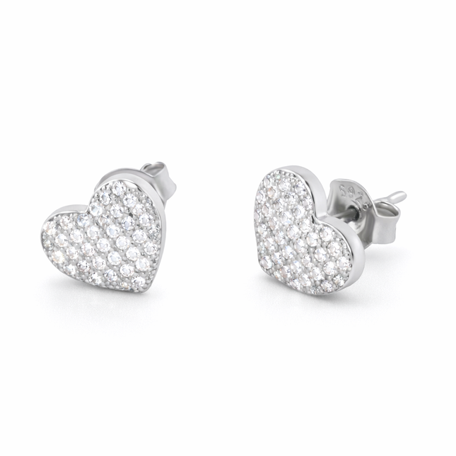 Zirkonia-Herz Ohrringe - Sterling Silber