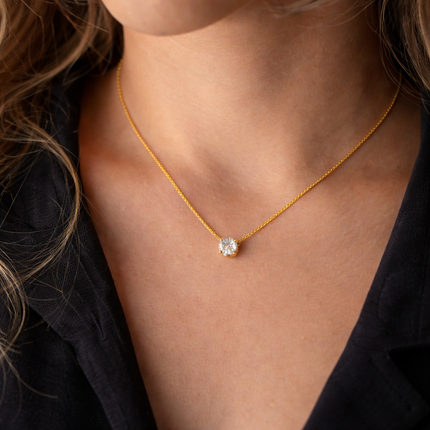 Lichtpunkt Solitär Halskette - 6mm - Sterling Silber