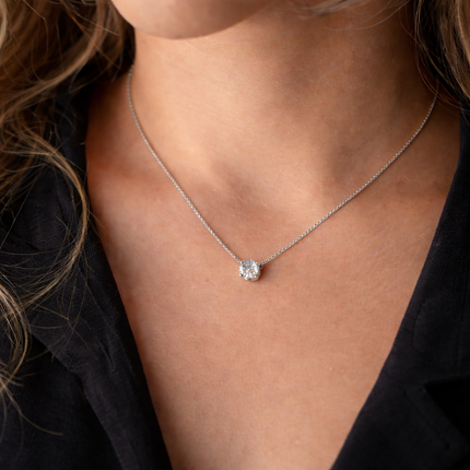 Lichtpunkt Solitär Halskette - 6mm - Sterling Silber