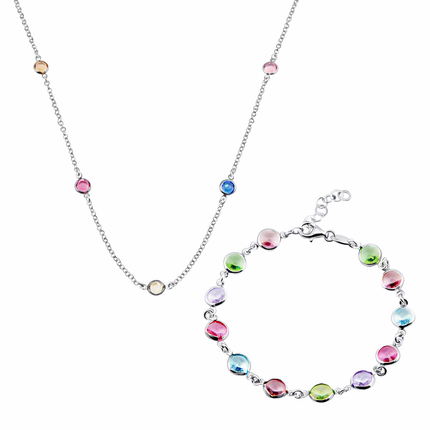 Schmuckset mit bunten Steinen - Sterling Silber
