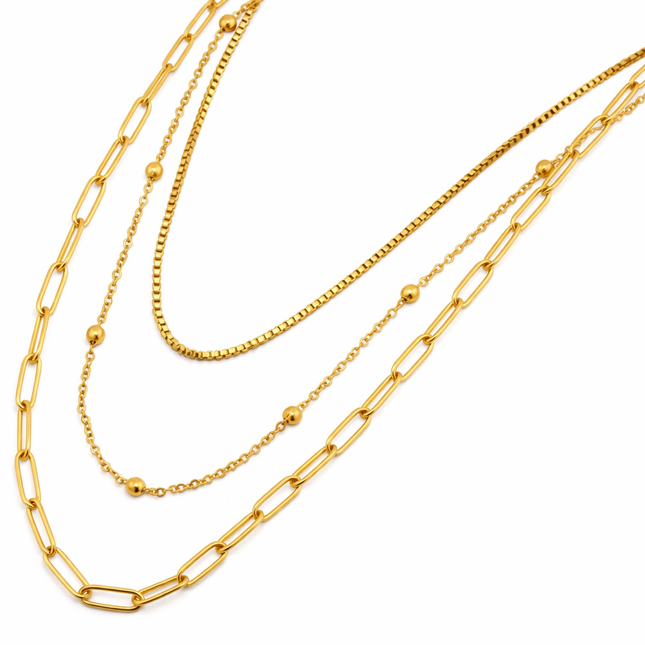 Dreireihige Layer Halskette - wasserfest