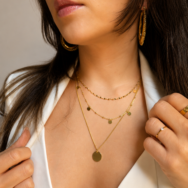 Mehrlagige Layering Halskette mit Anhänger - Sterling Silber