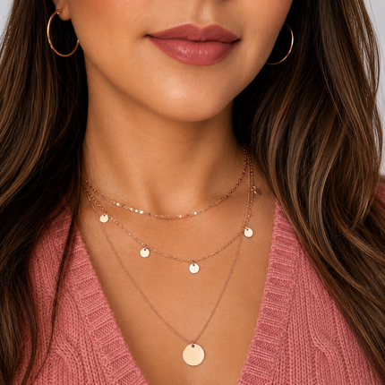 Mehrlagige Layering Halskette mit Anhänger - Sterling Silber