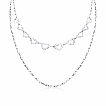 Herz Layer Kette - Sterling Silber