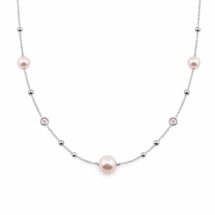 Zirkonia-Perlenkugel Halskette - Sterling Silber