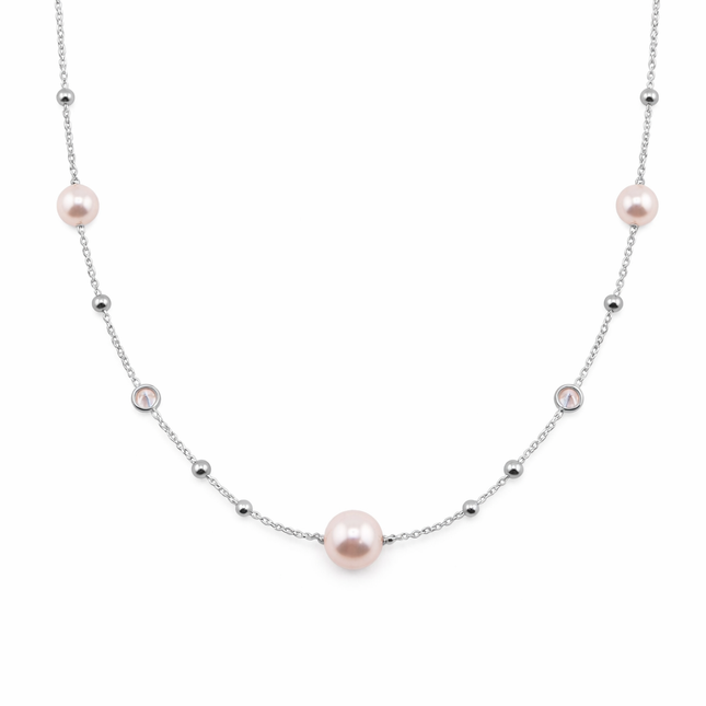 Zirkonia-Perlenkugel Halskette - Sterling Silber