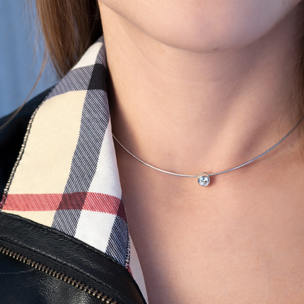 Solitär-Halskette mit Zirkonia  - Sterling Silber