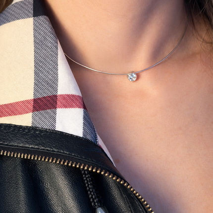 Solitär-Halskette mit Zirkonia  - Sterling Silber