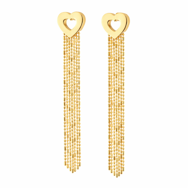 Herz-Ohrstecker mit Fransen - Sterling Silber